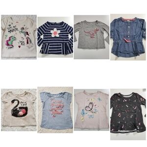 Toddler Girls Bundle Lot or 8 Fun Colorful T-shirt Tops Size 24m 2t 3t